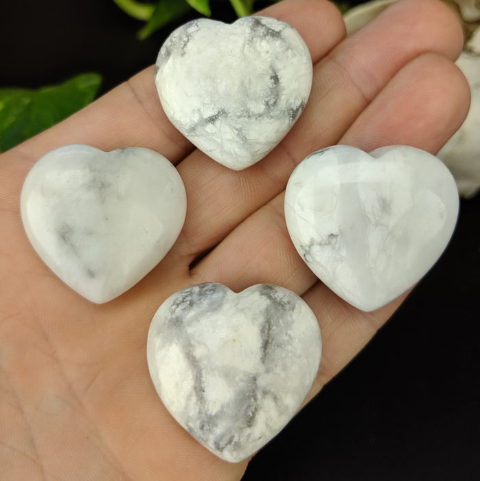 White Howlite Hearts