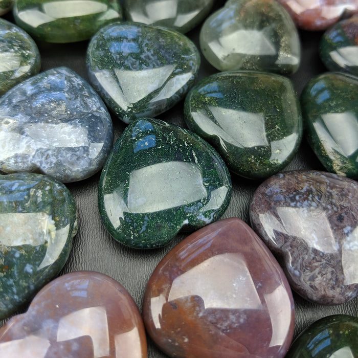 Moss Agate Hearts