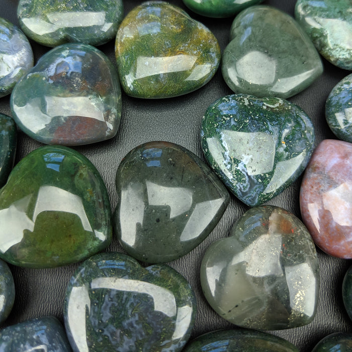 Moss Agate Hearts