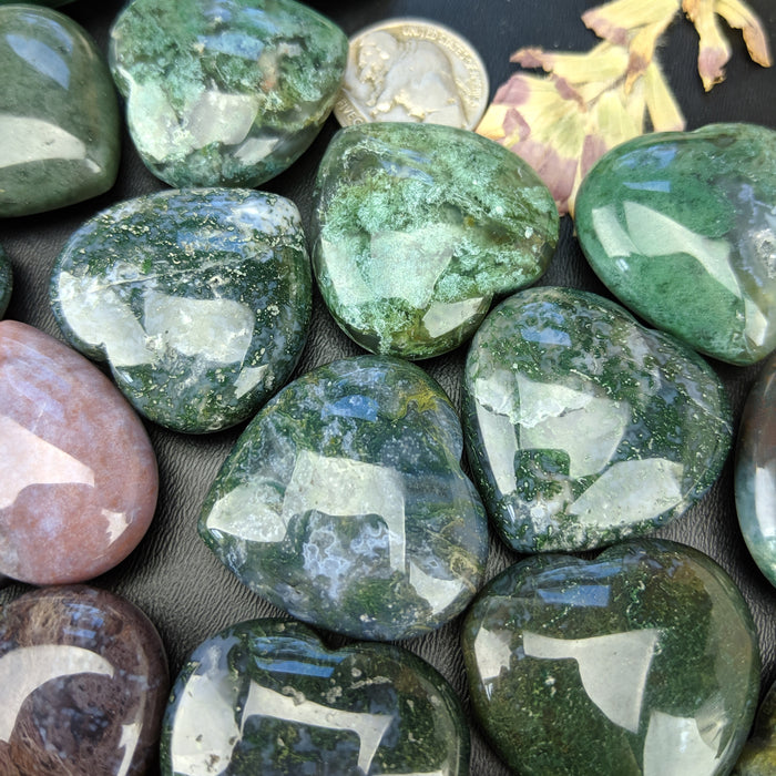 Moss Agate Hearts