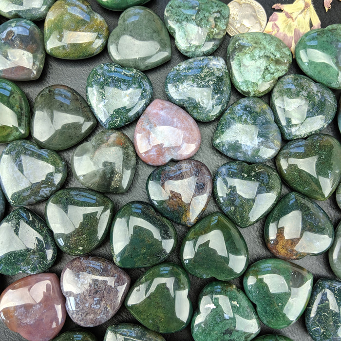 Moss Agate Hearts