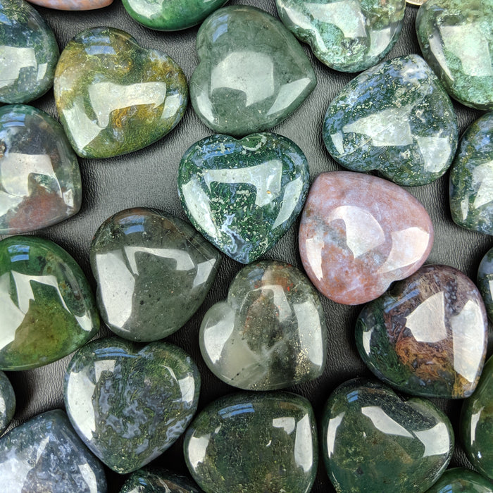 Moss Agate Hearts