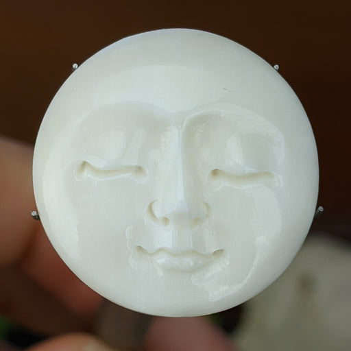 Round Face Bone Carving, Hand Carved