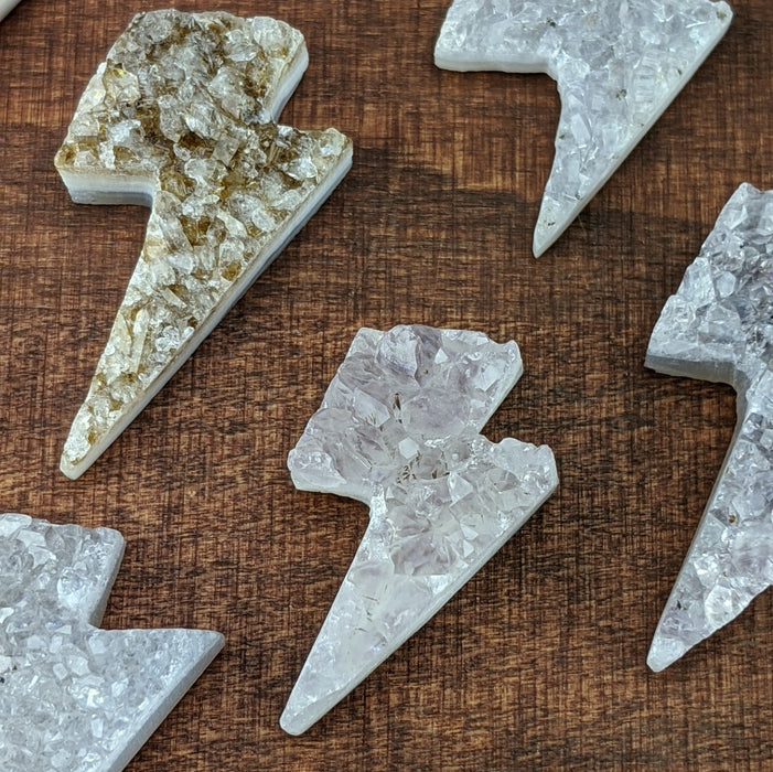 Druzy Quartz Lightning Bolts