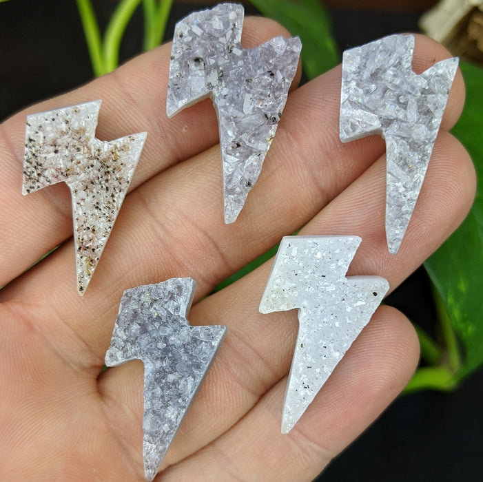 Druzy Quartz Lightning Bolts