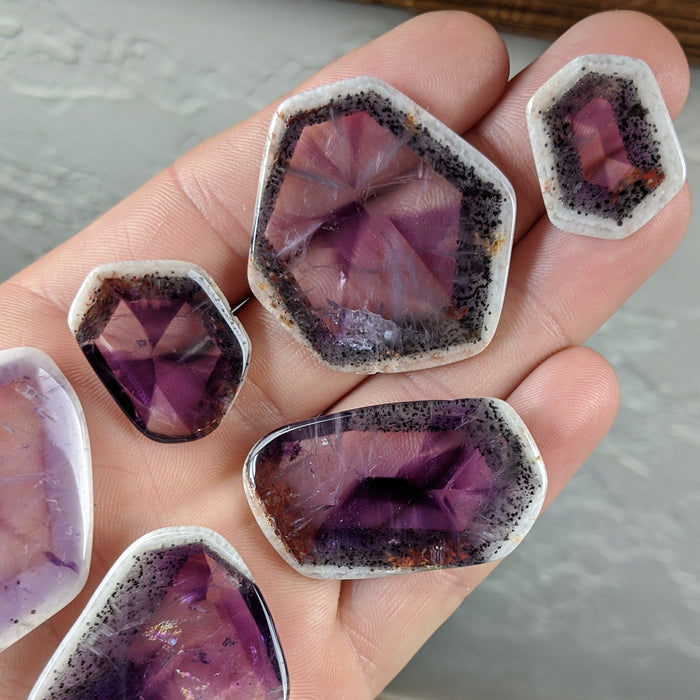 Amethyst Trigonal Crystal Slices