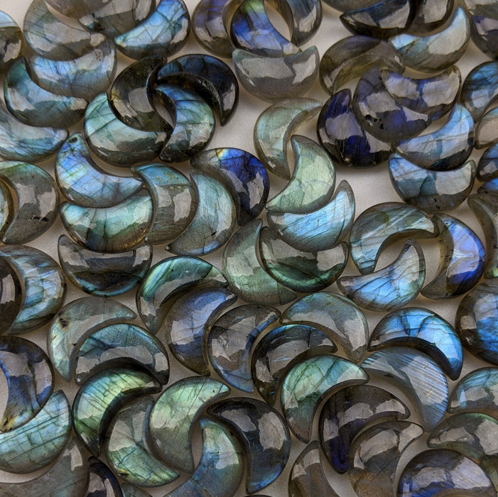 Labradorite Crescent Moons, Blue-Blue Green