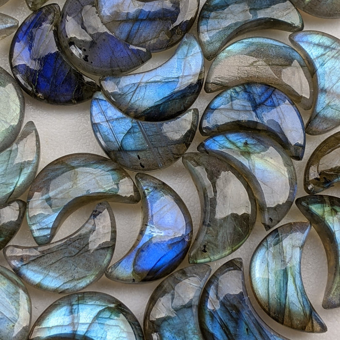 Labradorite Crescent Moons, Blue-Blue Green