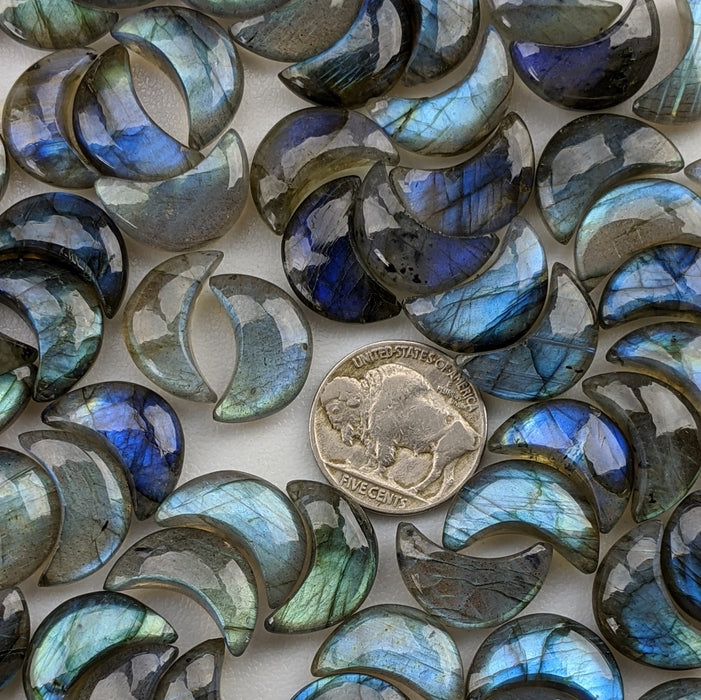 Labradorite Crescent Moons, Blue-Blue Green