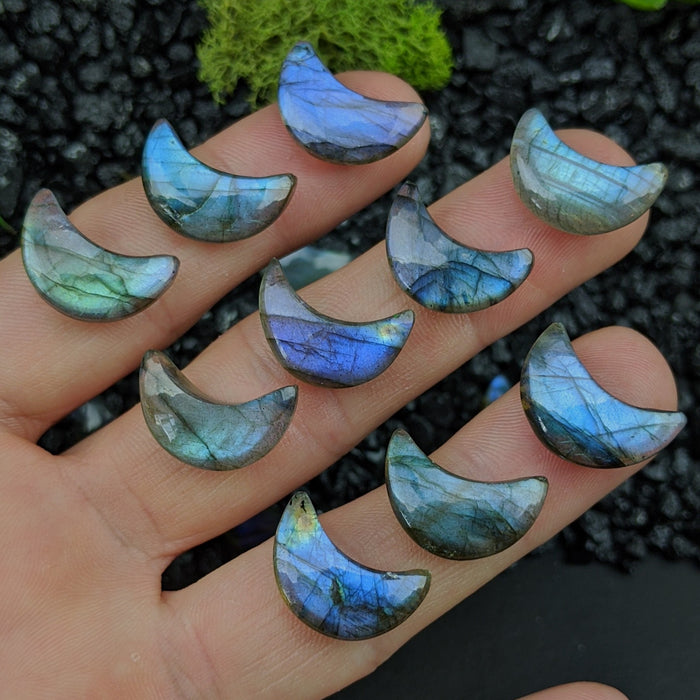 Labradorite Crescent Moons, Blue-Blue Green