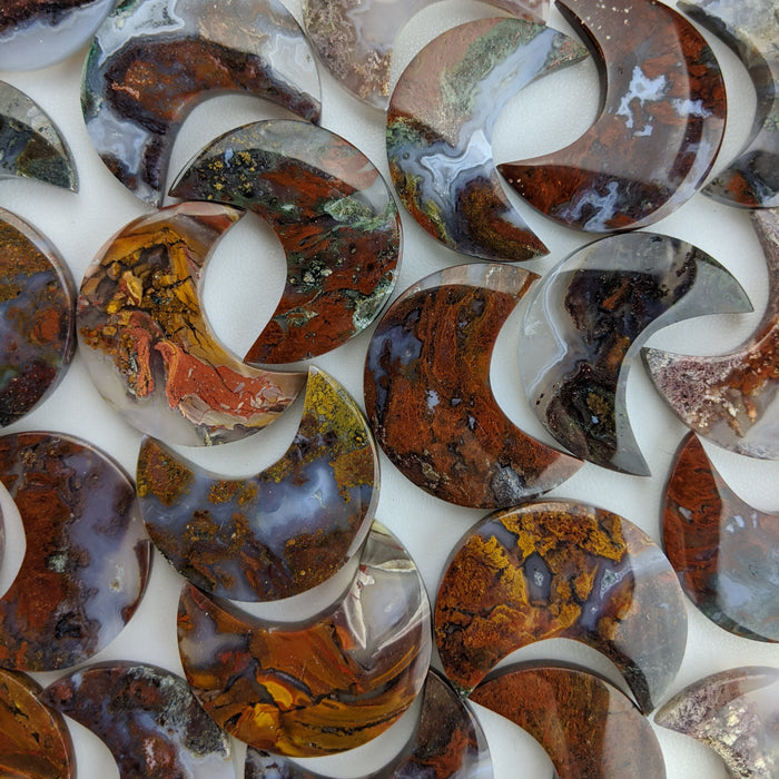 Moss Agate Chubby Moons, Large