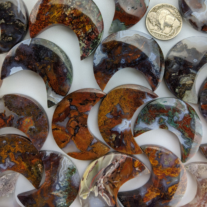 Moss Agate Chubby Moons, Large