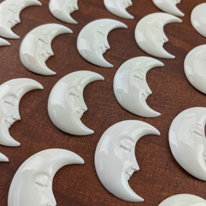 Crescent Moon Face Bone Carving, Hand Carved