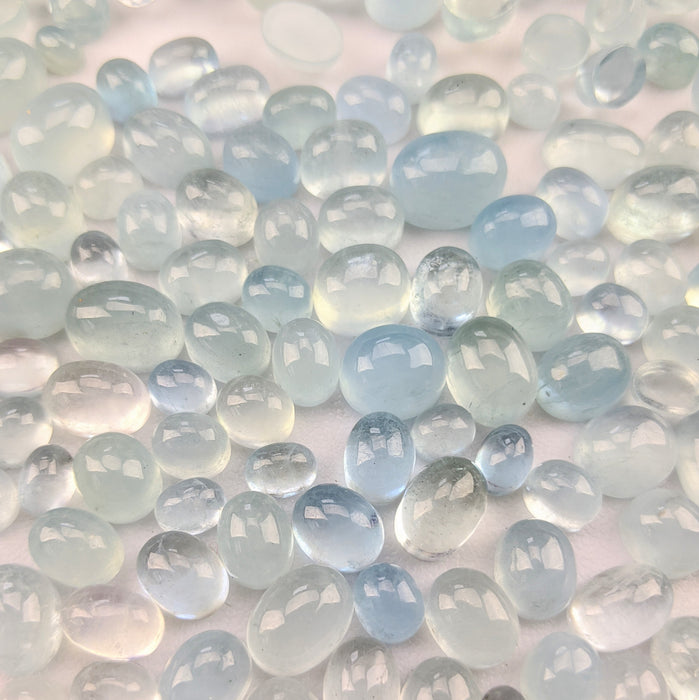 Aquamarine Oval Cabochons, Assorted Sizes