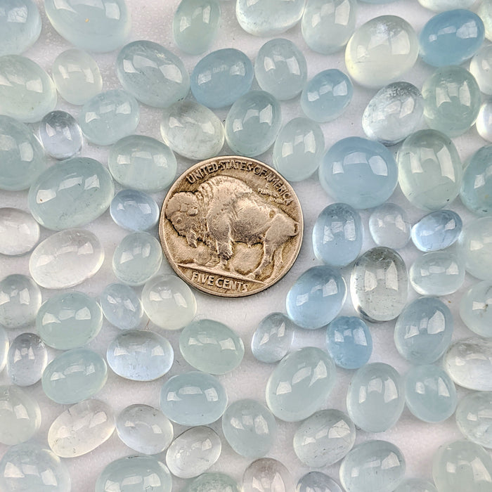 Aquamarine Oval Cabochons, Assorted Sizes