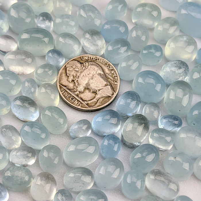 Aquamarine Oval Cabochons, Assorted Sizes