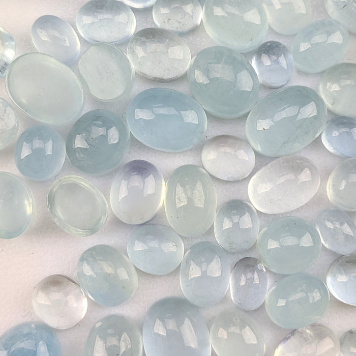 Aquamarine Oval Cabochons, Assorted Sizes