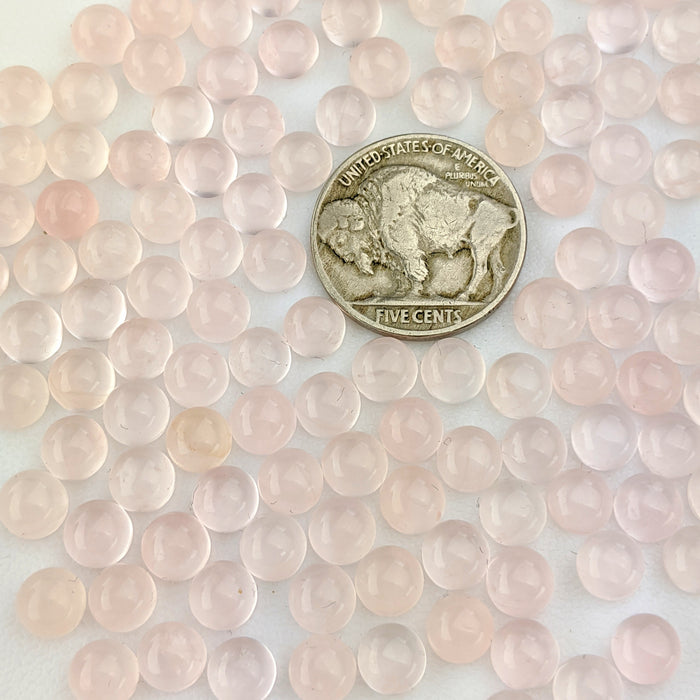 Rose Quartz Round Cabochons, 6mm