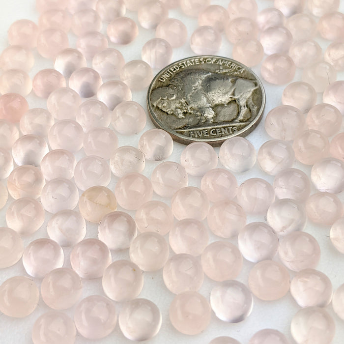 Rose Quartz Round Cabochons, 6mm