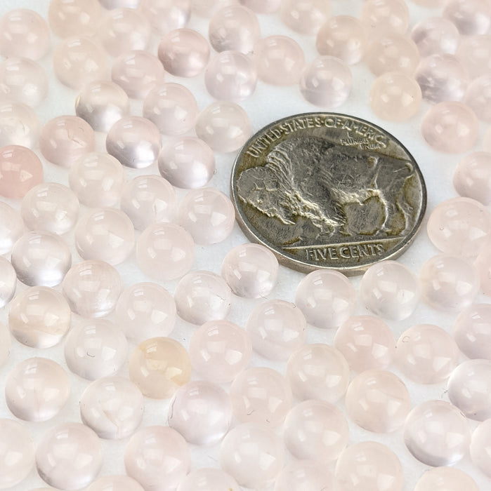 Rose Quartz Round Cabochons, 6mm