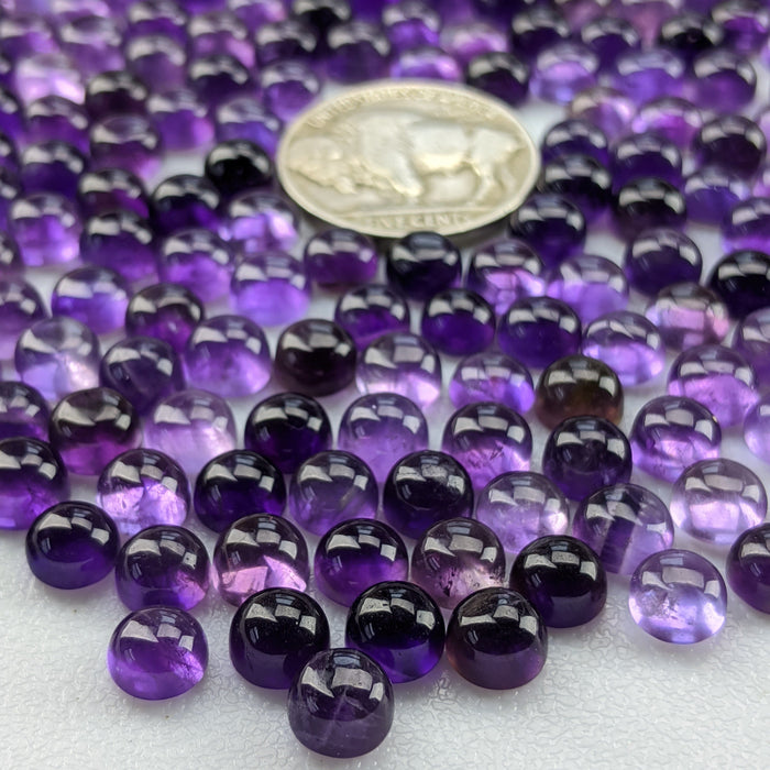 Amethyst Round Cabochons, 6mm