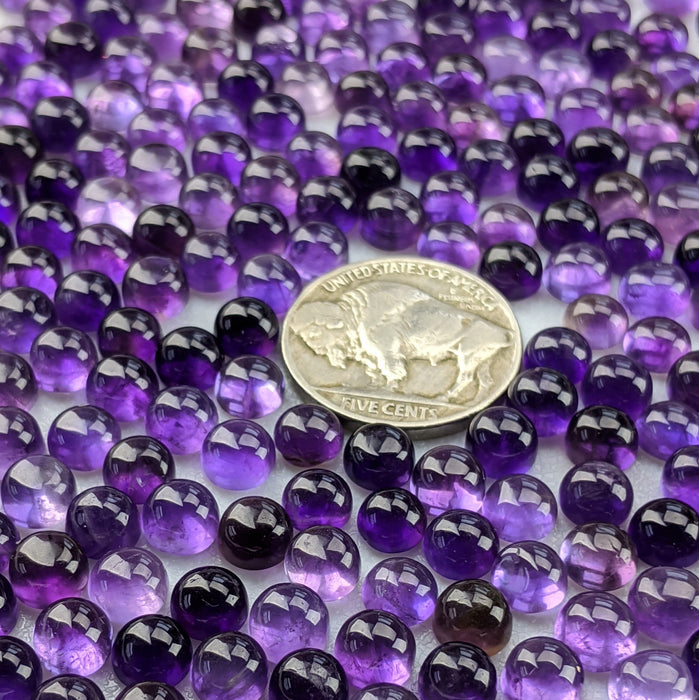 Amethyst Round Cabochons, 6mm