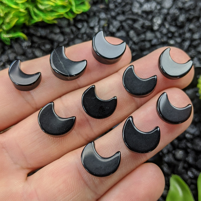 Mini Obsidian Crescent Moons