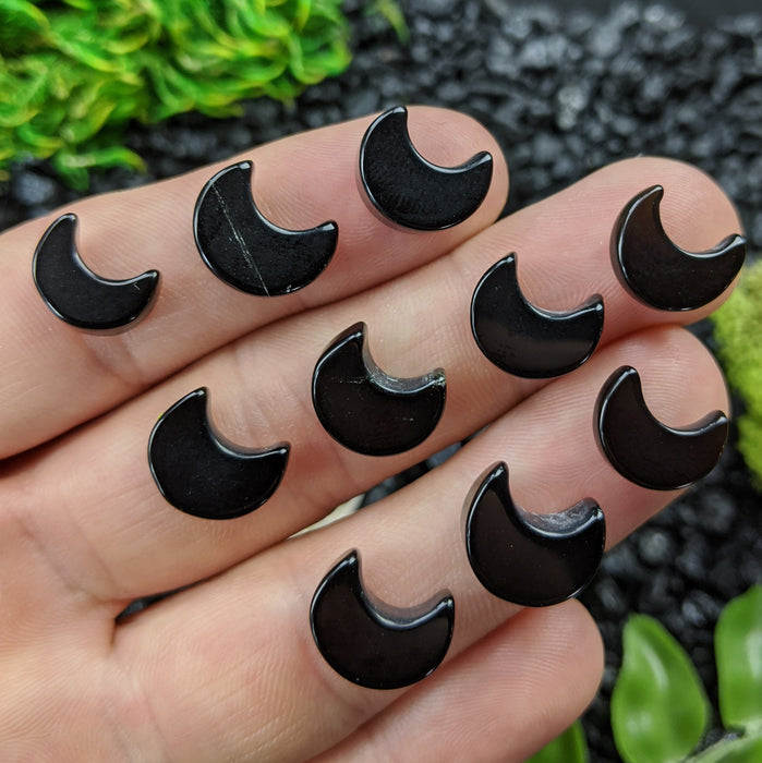 Mini Obsidian Crescent Moons