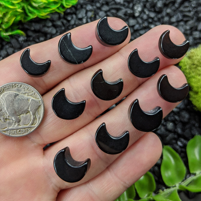 Mini Obsidian Crescent Moons