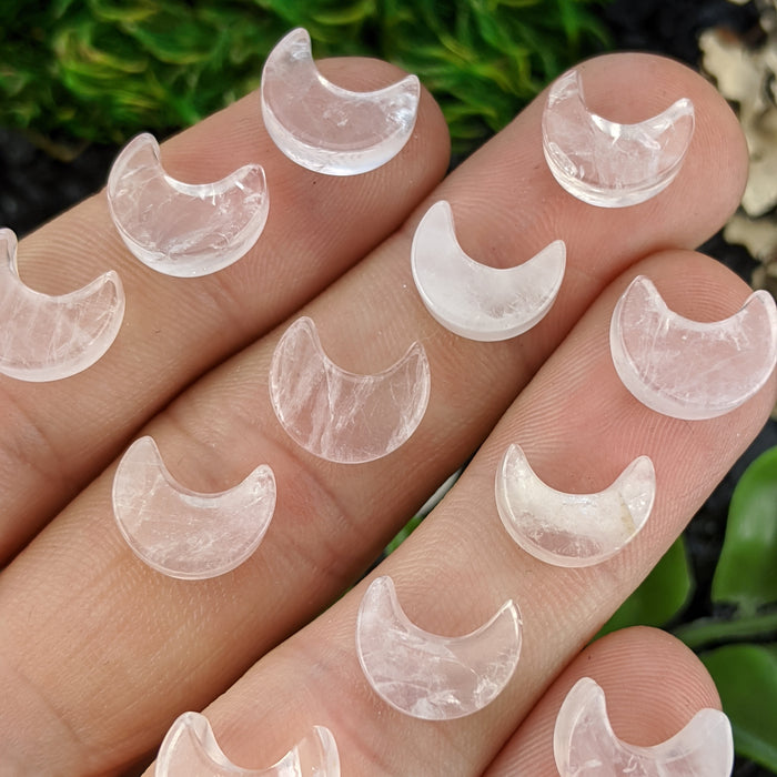 Mini Brazilian Rose Quartz Crescent Moons