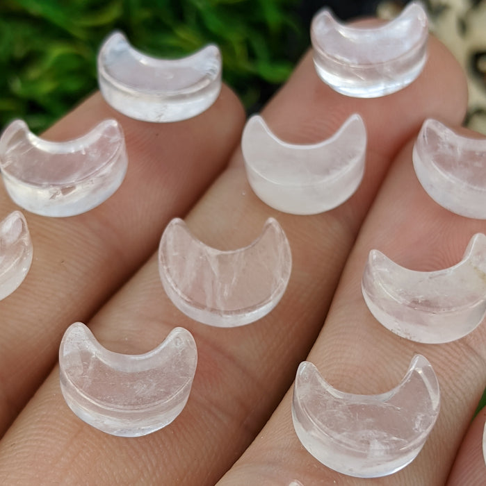 Mini Brazilian Rose Quartz Crescent Moons