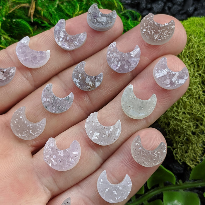 Mini Brazilian Druzy Quartz Crescent Moons