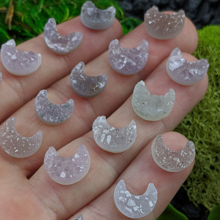 Mini Brazilian Druzy Quartz Crescent Moons