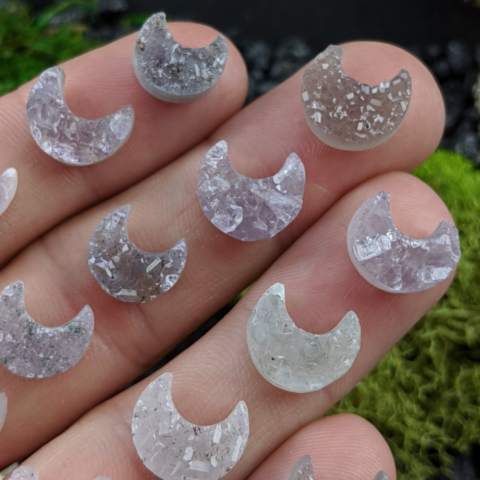 Mini Brazilian Druzy Quartz Crescent Moons