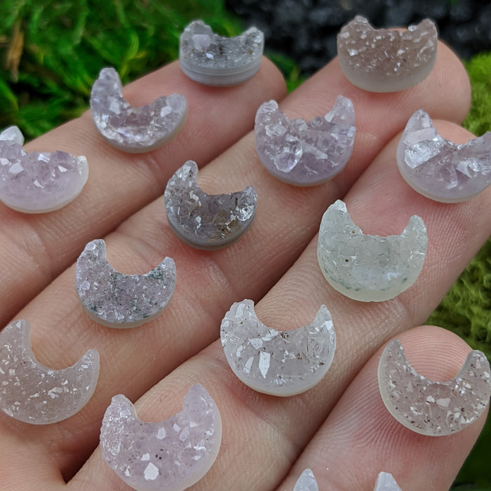 Mini Brazilian Druzy Quartz Crescent Moons