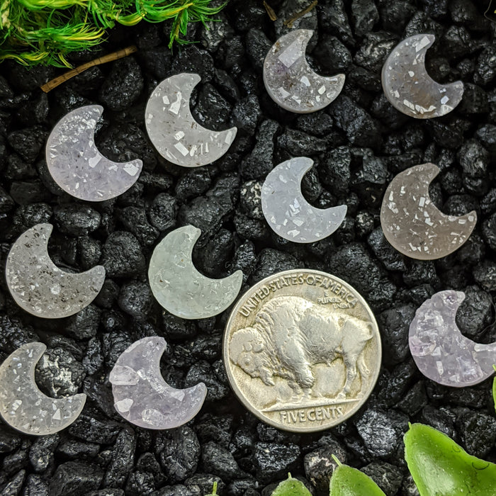 Mini Brazilian Druzy Quartz Crescent Moons