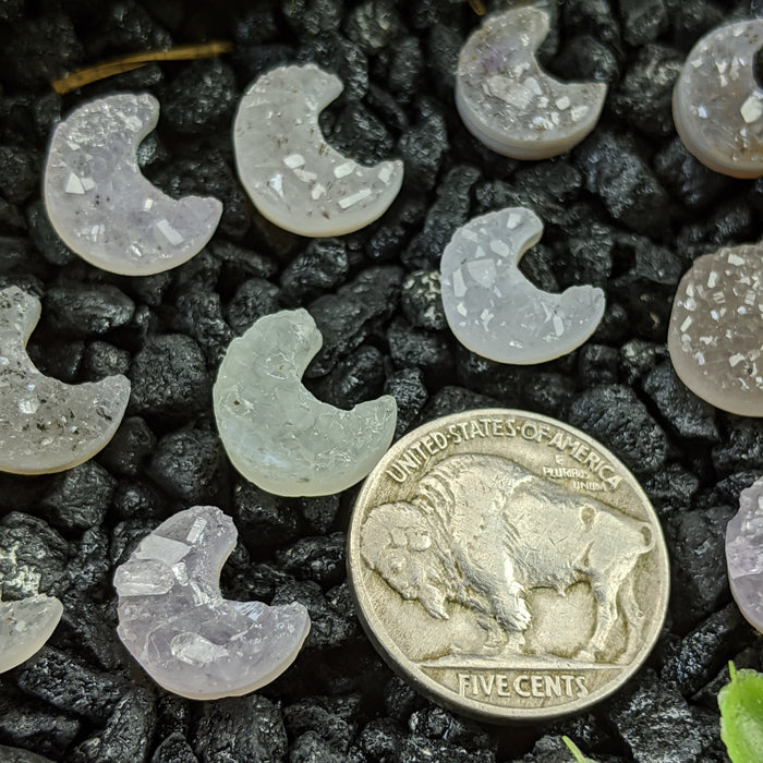 Mini Brazilian Druzy Quartz Crescent Moons