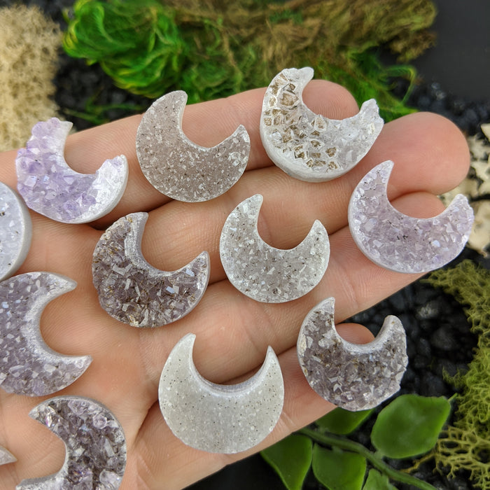 Brazilian Druzy Quartz Crescent Moons