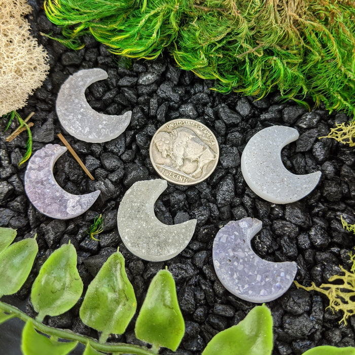 Brazilian Druzy Quartz Crescent Moons