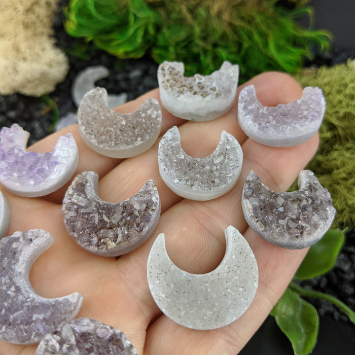 Brazilian Druzy Quartz Crescent Moons