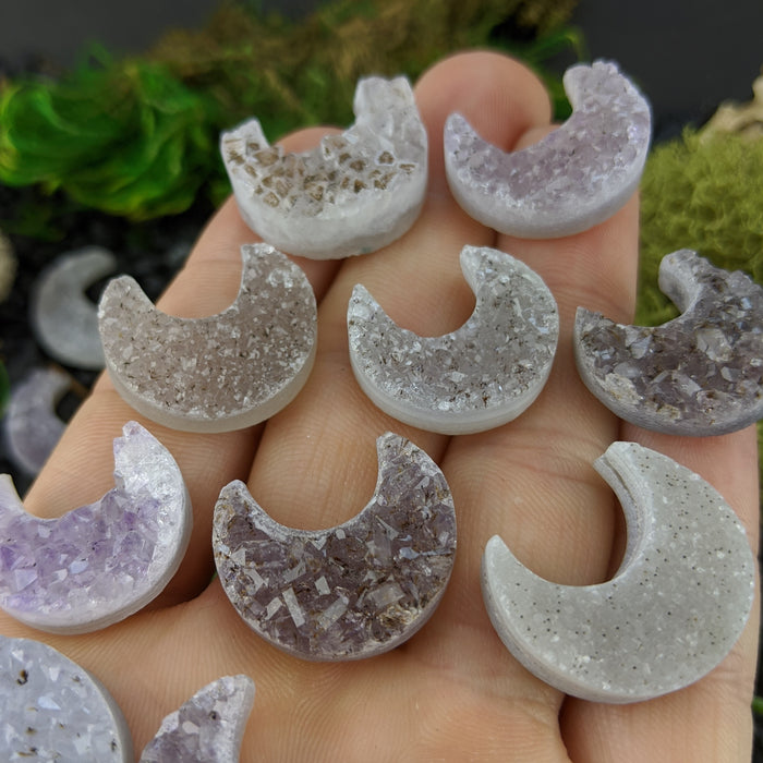 Brazilian Druzy Quartz Crescent Moons