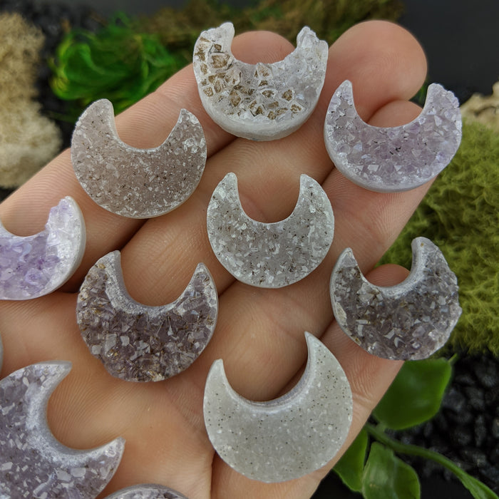 Brazilian Druzy Quartz Crescent Moons