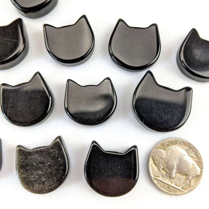 Mini Brazilian Obsidian Cat Heads