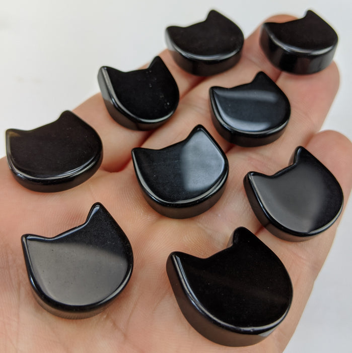 Mini Brazilian Obsidian Cat Heads