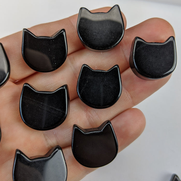 Mini Brazilian Obsidian Cat Heads