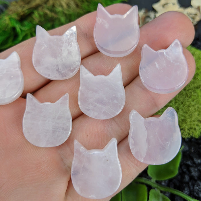 Mini Brazilian Rose Quartz Cat Heads