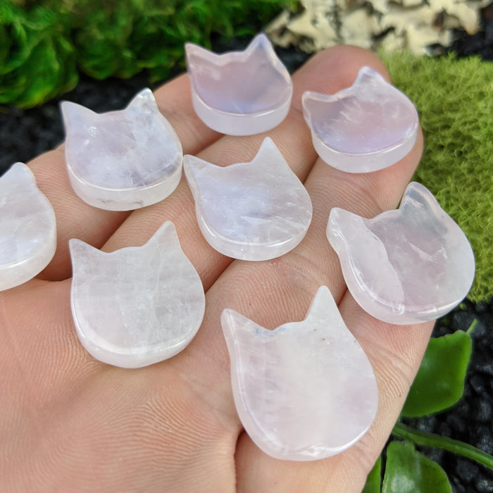 Mini Brazilian Rose Quartz Cat Heads