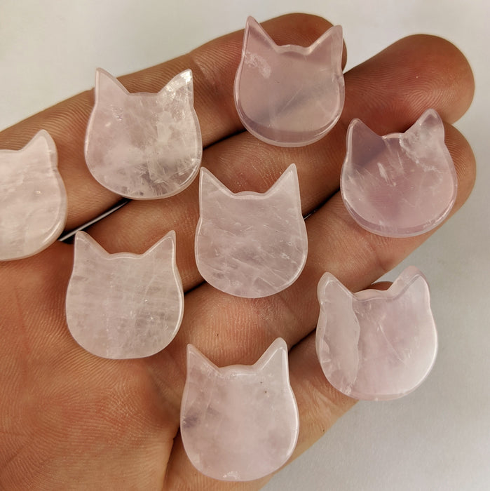 Mini Brazilian Rose Quartz Cat Heads