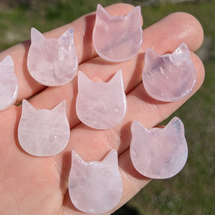 Mini Brazilian Rose Quartz Cat Heads