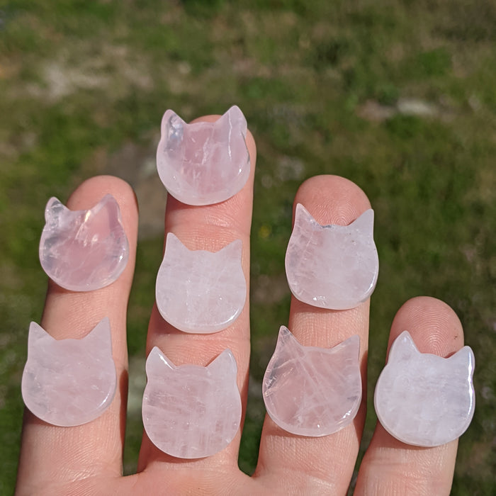 Mini Brazilian Rose Quartz Cat Heads